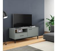 Meuble TV avec Pieds en Métal Armoire Salon Marron Bois de Pin Massif vidaXL