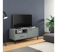 Meuble TV avec pieds en métal Gris Bois de pin massif OSLO Gris G