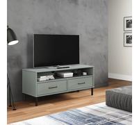 Meuble TV avec pieds en métal Gris Bois de pin massif OSLO support TV vidaXL