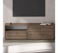 Meuble TV avec placards et niche aspect bois de noyer 136cm OAKI Marron