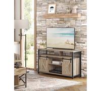 Meuble Tv Avec Porte Coulissante Effet Bois Métal Marron Rustique Marron