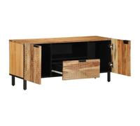 Meuble TV avec porte marron 105 x 33,5 x 46 cm en bois d'acacia massif - Armoire et rangement pour médias