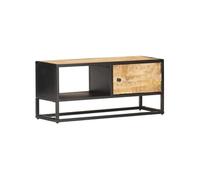 Meuble TV avec porte sculptée 90x30x40 cm Bois de manguier brut
