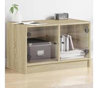 Meuble TV avec portes en verre chêne Sonoma 68 x 37 x 42 cm - Matériau moderne en bois et verre - Idéal pour le salon et les petites pièces - Rangement élégant pour haut-parleurs et médias