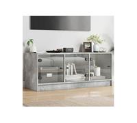 vidaXL Meuble TV avec portes en verre gris béton 102x37x42 cm 836409