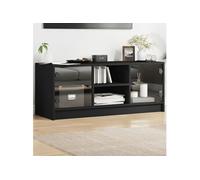 Vidaxl Meuble Tv Avec Portes En Verre Noir 102x37x42 Cm Noir