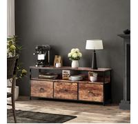 Meuble TV avec Rangement 137cm - Style Industriel Rétro, Plateau Bois et Métal imprimé léopard, pour Salon Moderne