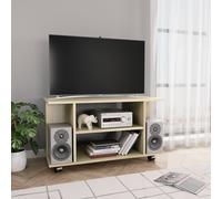Meuble Tv Mobile 4 Étagères Ouvertes Avec Roulettes 80 X 40 X 45 Cm Chêne Sonoma Marron
