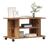 vidaXL Meuble TV Armoire moderne avec roulettes et compartiment – Blanc bois d’ingénierie