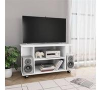 Meuble TV avec roulettes blanc 80x40x45 cm bois d ingénierie Blanc G