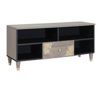 vidaXL Meuble TV Gris et or 100 x 33.5 x 46 cm Bois de manguier massif