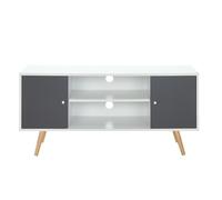 Meuble TV - BAÏTA - Gamme BABETTE - Blanc et gris - L 116 x P 39,5 x H 53,5 cm