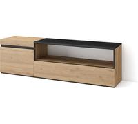 Meuble TV, Banc Télé, 150x35x45cm, Pour les TV jusqu'à 65", Meubles de salon, Chêne et noir