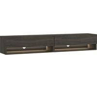 Meuble TV, Banc Télé, 180x30x34cm, LED, Meubles de salon, Noir