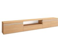 Meuble TV, Banc Télé, 288x35x45 cm, Meubles de salon, Chêne soft et blanc