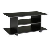 Meuble tv - banc télé - HOMCOM - avec roulettes pivotantes étagères support 42 pouces - bois - 80x40x40cm - noir