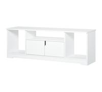 HOMCOM Meuble TV Banc TV Meuble Télé Design Contemporain - 3 niches, Placard Double Porte - dim. 120L x 30l x 41H cm - Panneaux Particules Blanc