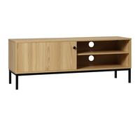 HomCom Meuble TV Max. 50 pouces 3 compartiments 2 passe-câbles Porte coulissante 120×39,5×46 cm