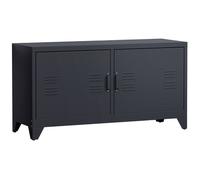 Meuble tv banc tv - HOMCOM - structure acier laminé à froid placards étagères réglables industriel - acier - 119x40x63,5cm - noir