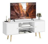 HOMCOM Meuble TV 120cm - Pour télé jusqu'à 55 pouces - 2 placards 2 étagères ouvertes - Blanc