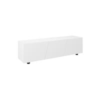 Meuble TV Banc TV style contemporain 3 portes abattantes panneaux blanc laqué Blanc G