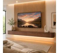 Meuble TV Banc TV Suspendu Console TV Murale Meuble De Rangement Multimédia | Avec 2 Compartiments Spacieux, Portes Rabattables, For Salon, Chambre Bureau(Walnut,140cm/55.1IN)