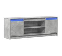 Meuble TV - Banc TV - Table TV - avec LED - Gris béton - 139,5x34x50 cm - bois d'ingénierie T613