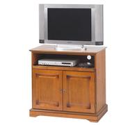 Meuble TV BAR 32 Pouces Merisier Plateau Pivotant 3 Niches L 82 H 77 P 46.5 cm - L 82 x l 46.5 x H 77 cm