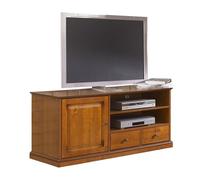 Meuble TV BAR - ACTUAL DIFFUSION - 60 Pouces - Merisier - 4 Niches - Sur Roulettes