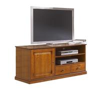 Meuble TV Bar Merisier 60 Pouces 4 Niches roulettes L 134.9 H 58.7 P 46.5 cm