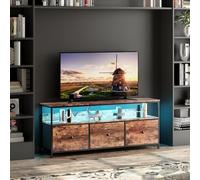 Meuble TV Bas 108 Cm avec LED RGB,3 Tiroirs, Étagère, Effet Bois Et Métal | Éclairage LED intelligent, plateau de 108 cm et rangements discrets pour le salon, le coin gaming ou le bar à café.