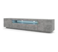 Meuble TV bas 200 cm - BB LOISIR - Commode TV Hi-Fi Table Béton Concrete - Gris - Contemporain - Design - Mat