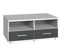 Meubles TV Pegane Meuble TV bas coloris Blanc, rechampis graphite - Longueur 92 x Hauteur 38 x Profondeur 58 cm - -