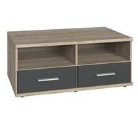 Meuble TV bas coloris Imitation chêne San Remo, rechampis graphite - Longueur 92 x Hauteur 38 x Profondeur 58 cm-PEGANE- chêne