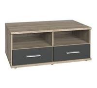 Meuble TV bas coloris Imitation chêne San Remo, rechampis graphite - Longueur 92 x Hauteur 38 x Profondeur 58 cm-PEGANE- chêne