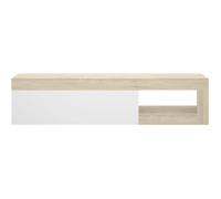 Meuble TV bas - LEBO - Chêne / Blanc Brillant - 204 x 42 x 48 cm