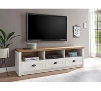 Meuble TV Bas Style Campagne Provence 160Cm Pin Blanc Chêne Clair