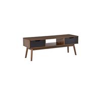 HOMCOM Meuble TV bas sur pieds style scandinave 2 tiroirs Hauteur de 46 cm 122L x 39l x 46H cm coloris chêne clair blanc