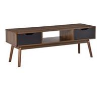 HOMCOM Meuble TV bas sur pieds style scandinave 2 tiroirs Hauteur de 46 cm 122L x 39l x 46H cm coloris chêne clair blanc