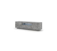 Meuble TV bas universel AURA 150 cm à suspendre ou à poser Béton avec LED