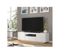 Meuble TV bas universel AURA 150 cm à suspendre ou à poser Blanc mat sans LED
