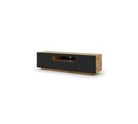 Meuble TV bas universel AURA 150 cm à suspendre ou à poser Chêne artisan / noir mat sans LED