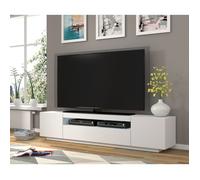 Meuble TV bas universel Aura 200 cm à suspendre ou à poser blanc mat sans LED
