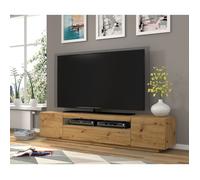 Meuble TV bas universel Aura 200 cm à suspendre ou à poser chêne artisan avec LED