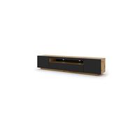 Meuble TV bas universel AURA 200 cm à suspendre ou à poser Chêne artisan / Noir mat sans LED