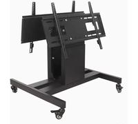Meuble TV Basse Hauteur avec Support pour Double écran Roulement réglable pour téléviseurs écrans Support TV Mobile Robuste pour Salon Bureau Assemblage Facile