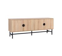 Meuble TV. Bazalt. effet chêne. quatre portes. deux étagères. L 157.5 x l 39 x H 60cm