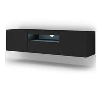 Meuble TV - BB LOISIR - Aura - Noir Mat - 150x42x37cm - Avec LED - Universel