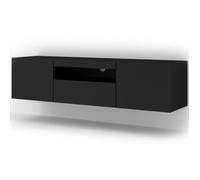 Meuble TV - BB LOISIR - Aura - Noir Mat - 150x42x37cm - Universel Suspendu ou Debout