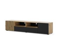 Meuble TV - BB LOISIR - AURIS - Noir/chêne artisan - 200x42x42 cm - Commode sur pied